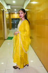 Sunlit Yellow Muslin Embroidered Suit Set with Sheer Dupatta