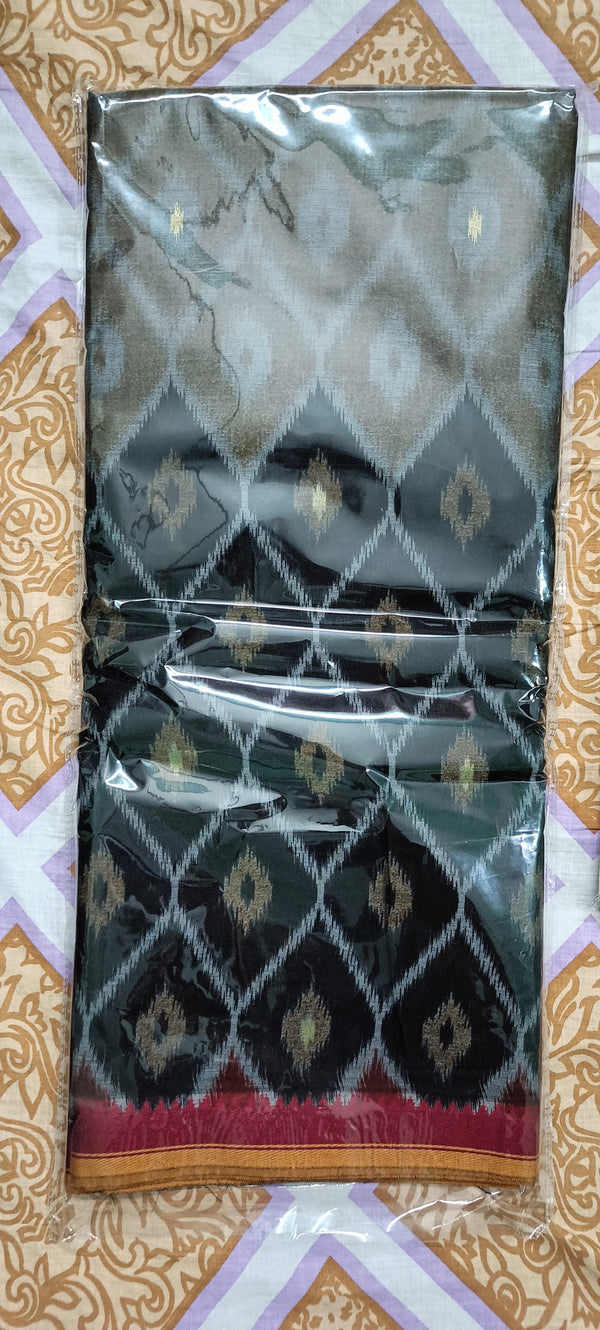 Brown-black multi coloured printed saree