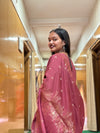 Rose Plum Embroidered Vatican Suit Set with Zari-Weave Dupatta