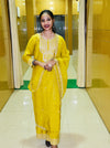 Sunlit Yellow Muslin Embroidered Suit Set with Sheer Dupatta
