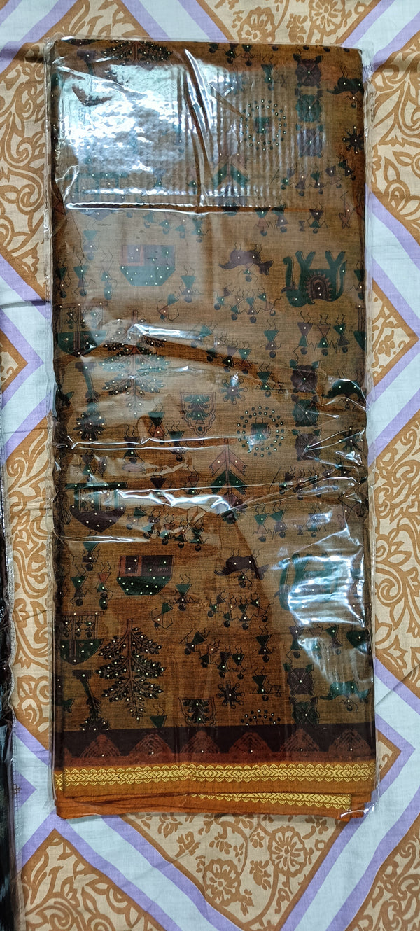 Yellow mustard print saree