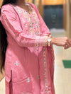Blush Pink Mul Chanderi Embroidered Suit Set with Matching Dupatta