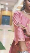 Blush Pink Muslin Embroidered Suit Set with Sheer Handwork Dupatta